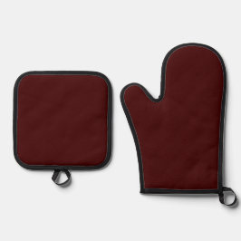 Solid Burnt Maroon Oven Mitt & Pot Holder Set 鍋つかみ&鍋敷きセット