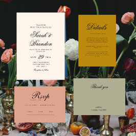 Solid Color Minimalist Script Wedding Thank You サンキューカード