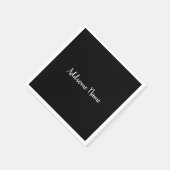 Solid Color Modern Basic Black Monogrammed Napkins スタンダードカクテルナプキン (角)