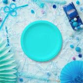 Solid Cyan 7 Inch Round Party Paper Plate ペーパープレート (パーティー)