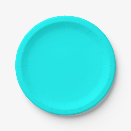Solid Cyan 7 Inch Round Party Paper Plate ペーパープレート (正面)