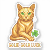 Solid Gold Cat With Emerald Eyes Luxury Lucky  シール (正面)