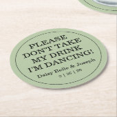 Solid Green Wedding ラウンドペーパーコースター (アングル)