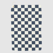 Solid Ivory with Deep Navy Square Pattern ゴルフタオル (正面)