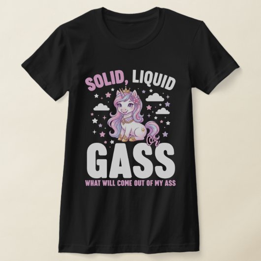 Solid Liquid Gas Unicorn – Funny Physics Science Tシャツ (レイダウン)