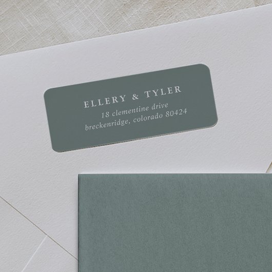 Solid Sage Green and White Return Address ラベル