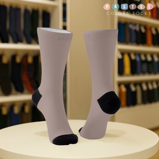 Solid Soft Light Paste Pinkish Purple Brown Color ソックス