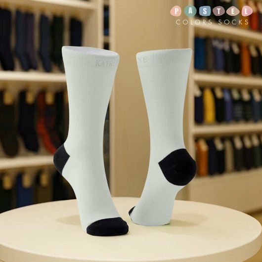 Solid Soft Light Pastel Sage Moss Green Color ソックス