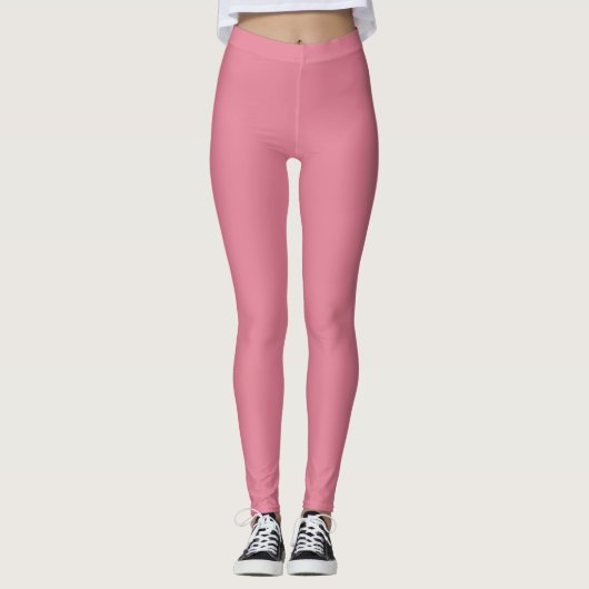 Solid Soft Pastel Pink Leggings Minimalist Athleis レギンス (正面)