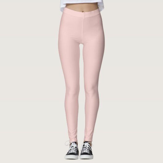 Solid Soft Pastel Pink Leggings Minimalist Athleis レギンス (正面)