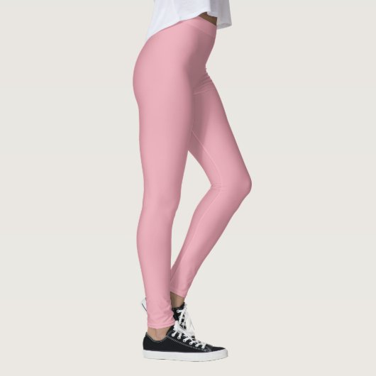 Solid Soft Pastel Pink Leggings Minimalist Athleis レギンス (右)