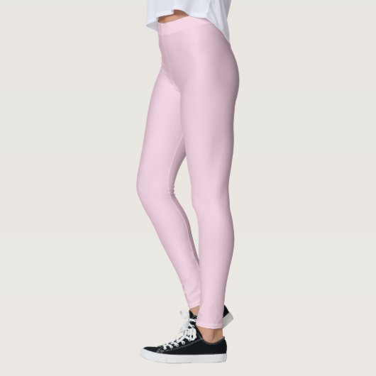 Solid Soft Pastel Pink Leggings Minimalist Athleis レギンス (左)
