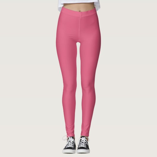 Solid Soft Pastel Pink Leggings Minimalist Athleis レギンス (正面)
