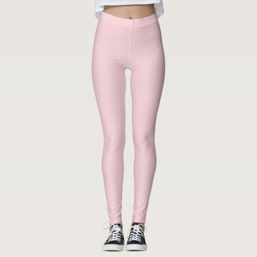 Solid Soft Pastel Pink Leggings Minimalist Athleis レギンス (正面)