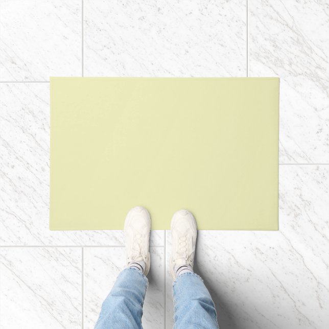 Solid Soft Pastel Yellow Door Mat ドアマット (室内)