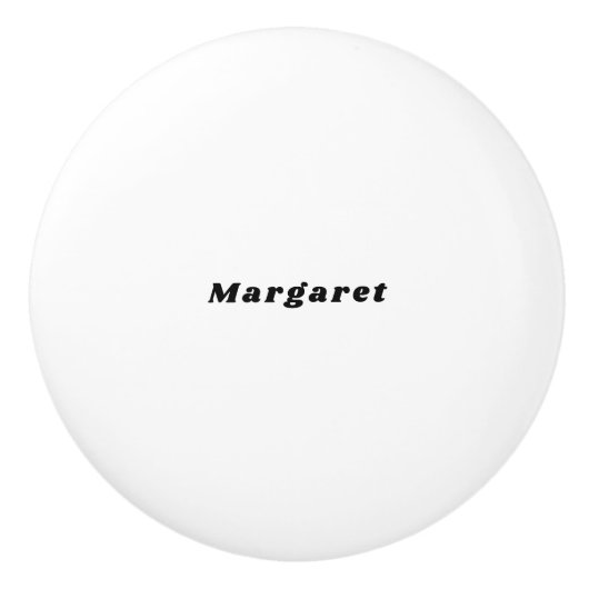 Solid White  Ceramic Knob with Your Name in Style セラミックノブ (正面)