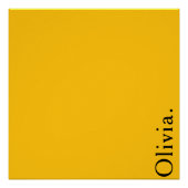 Solid Yellow Custom Name Modern Minimalist Wall  ポスター (正面)