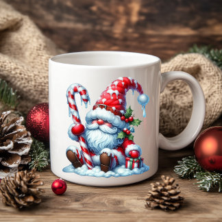 Solitary Christmas Gnome with Candy コーヒーマグカップ