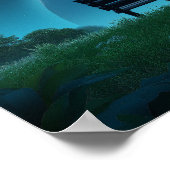 Solitary Man on Bench Watching Birds Black and Whi ポスター (角)