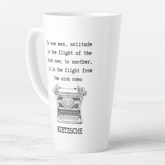SOLITUDE白黒引用文byニーチェ カフェラテマグ (左アングル)