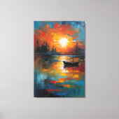 Solitude at Dusk: The Last Boat キャンバスプリント (正面)