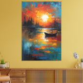 Solitude at Dusk: The Last Boat キャンバスプリント (インサイチュ (リビング))