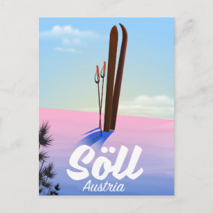 Söll, オーストリア スキーの旅 ポスター ポストカード