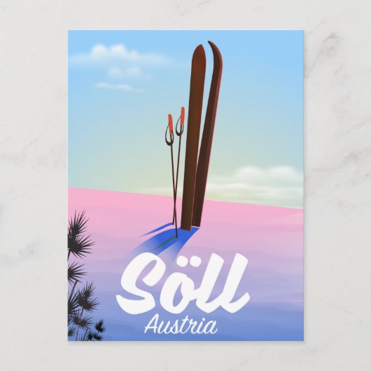 Söll, オーストリア スキーの旅 ポスター ポストカード (正面)