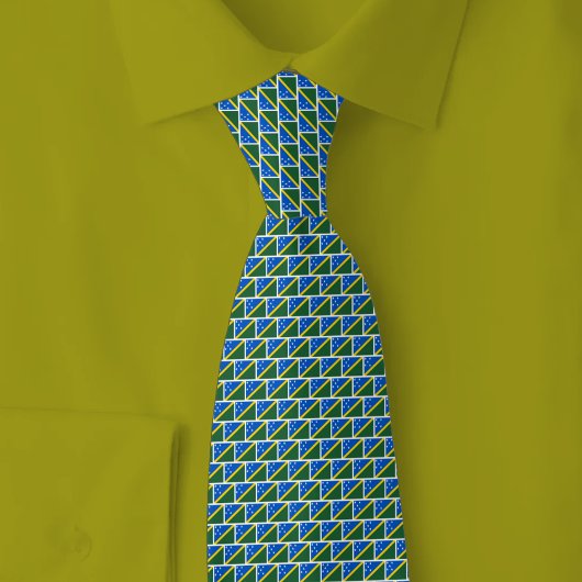 Solomon Islands Flag Brick Pattern ネクタイ