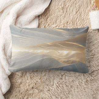 Solstice Echo – Luminous Gold Wave Abstract Throw  ランバークッション