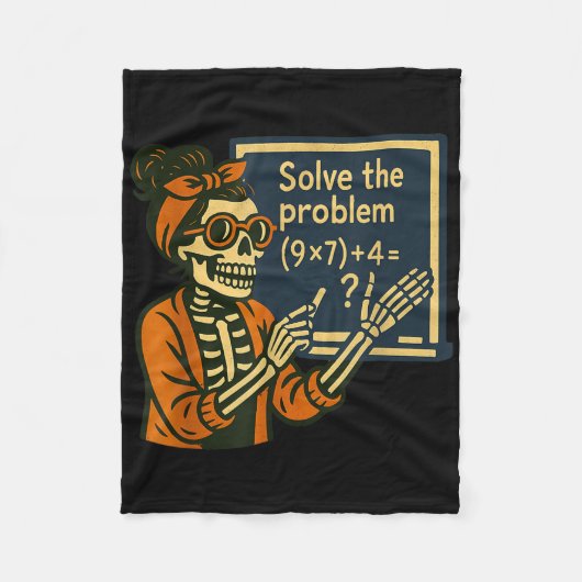 Solve The Problem 9x7+4 67 Meme Six Seven Skeleton フリースブランケット (正面)