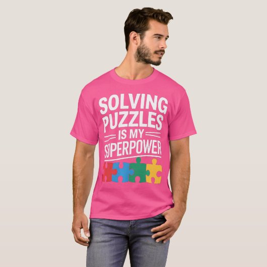 Solving Puzzles Is My Superpower Funny Jigsaw Puzz Tシャツ (正面フル)