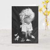 Somali Cat熱狂するな猫の女性 カード (黄色い花)