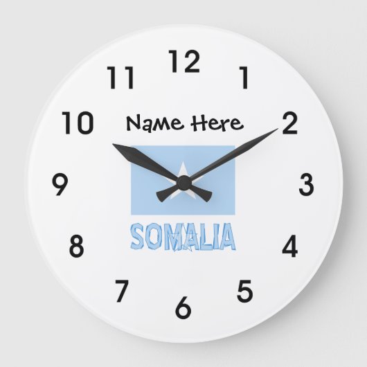 Somalia and Somali Flag with Your Name Large Clock ラージ壁時計 (正面)