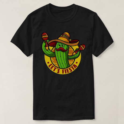 Sombrero Cinco de mayoでサボテンをフィエスタ Tシャツ (デザイン正面)