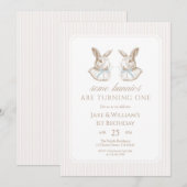 Some Bunnies Are Turning One brothers Birthday 招待状 (正面/裏面)