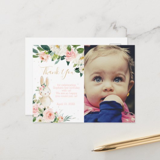 Some Bunnyが一つの誕生日写真を回している ポストカード (正面/裏面インサイチュ)