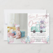 Some Bunnyが1つの春誕生日写真を回している 招待状 (正面)