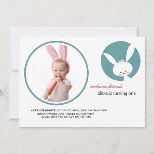 Some Bunnyの誕生日写真招待状 招待状 (正面)
