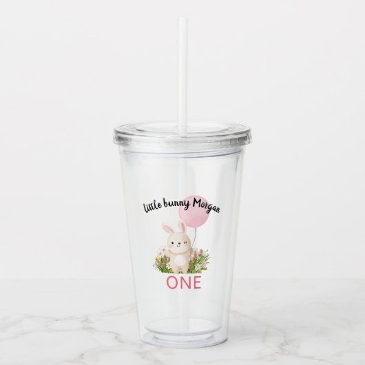 Some Bunnyは一つのシンプルかわいい女の子1歳の誕生日 アクリルタンブラー (正面)