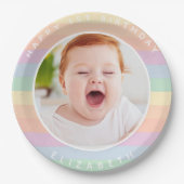 Some Bunnyは可愛いレインボーの誕生日写真 ペーパープレート (正面)