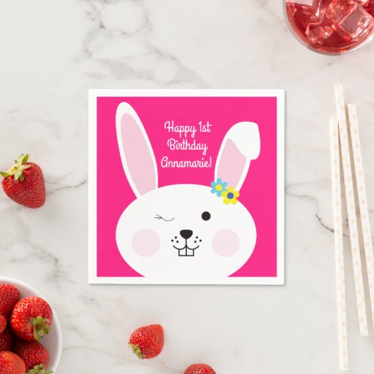 Some Bunnyは1つの可愛いウサギ1番目の誕生日パーティー スタンダードカクテルナプキン (インサイチュ)