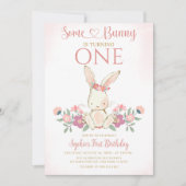 Some BunnyはOne Bunnyの最初の誕生日パーティー 招待状 (正面)