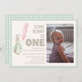 Some BunnyはONE First Birthday Partyの招待 招待状 (正面/裏面)