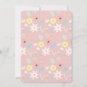 Some Bunnyフローラピンクガール1stフォト誕生日 招待状 (裏面)