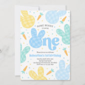 Some Bunny春1st Birthday Boy Bunnyパーティー 招待状 (正面)