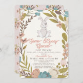 Some Bunny特別なフローラガールバーチャル赤ちゃんシャワー 招待状 (正面/裏面)