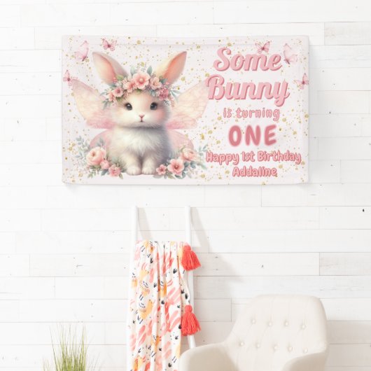 Some Bunny 1st Birthday Fairy Butterflies 横断幕 (インサイチュ)