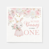Some Bunny 1st Birthday Floral Napkins スタンダードカクテルナプキン (正面)