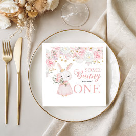 Some Bunny 1st Birthday Floral Napkins スタンダードカクテルナプキン